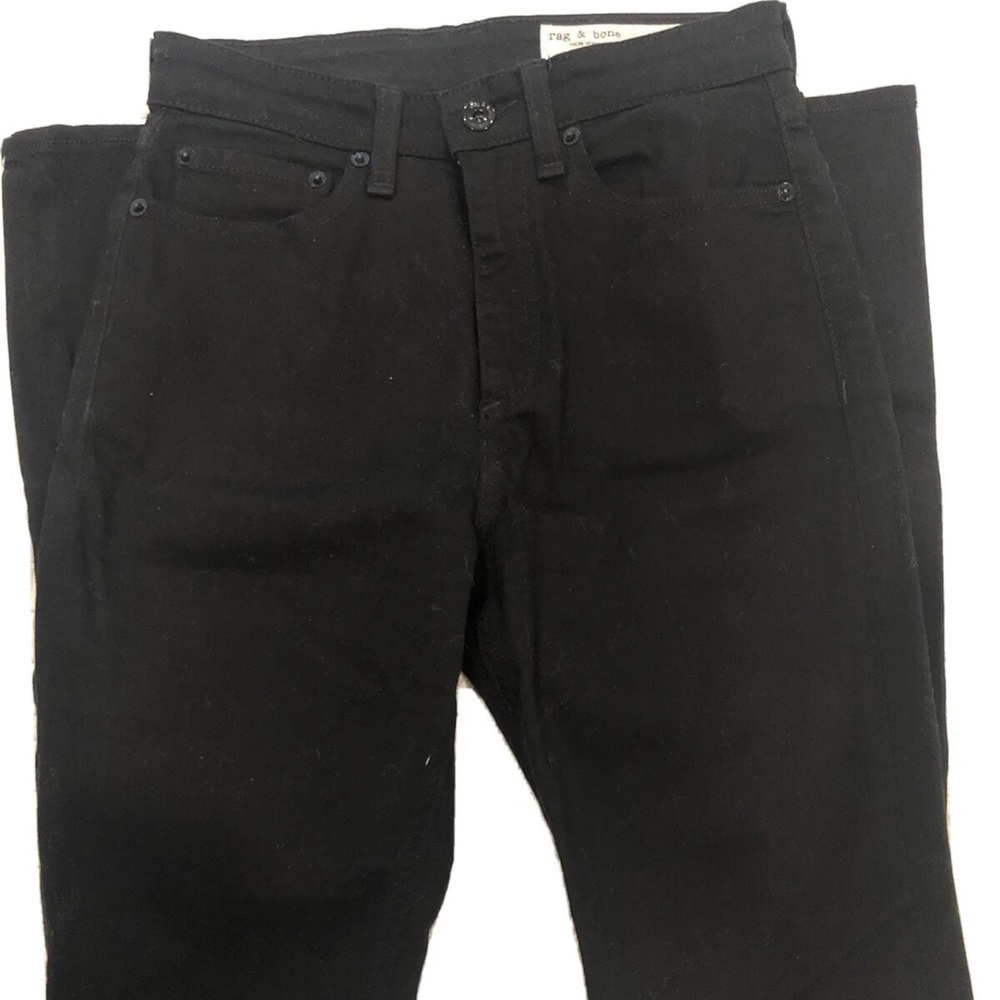 Rag & Bone Nina High Rise Skinny in No Fade Black Stretch Jeans 24 $195